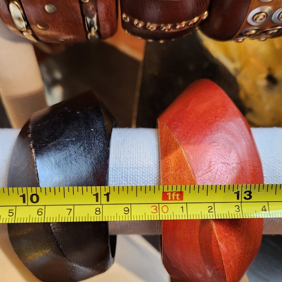 Rust Orange Wooden Statement Bracelet - Picture 5 of 11